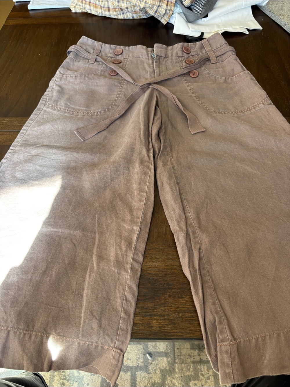 LONDONJEAN Wide-Leg Capris with Tie Waist